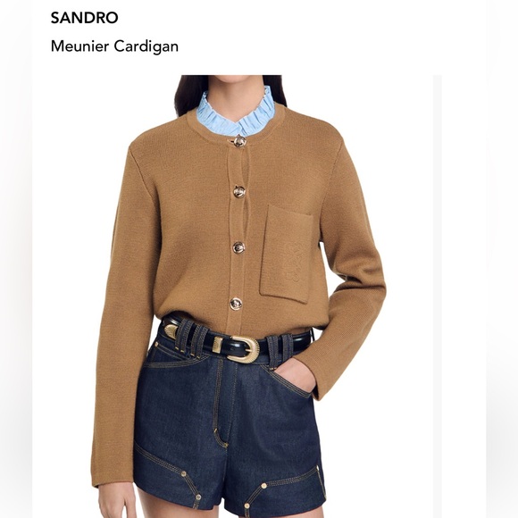 Sandro Meunier Cardigan w Removable Ruffle Collar - Picture 1 of 14